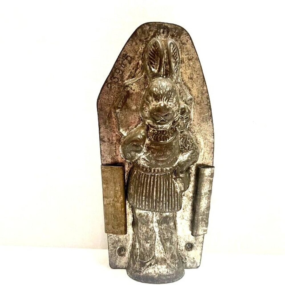 Antique Antone Reiche rabbit chocolate mold lady rabbit umbrella numbered